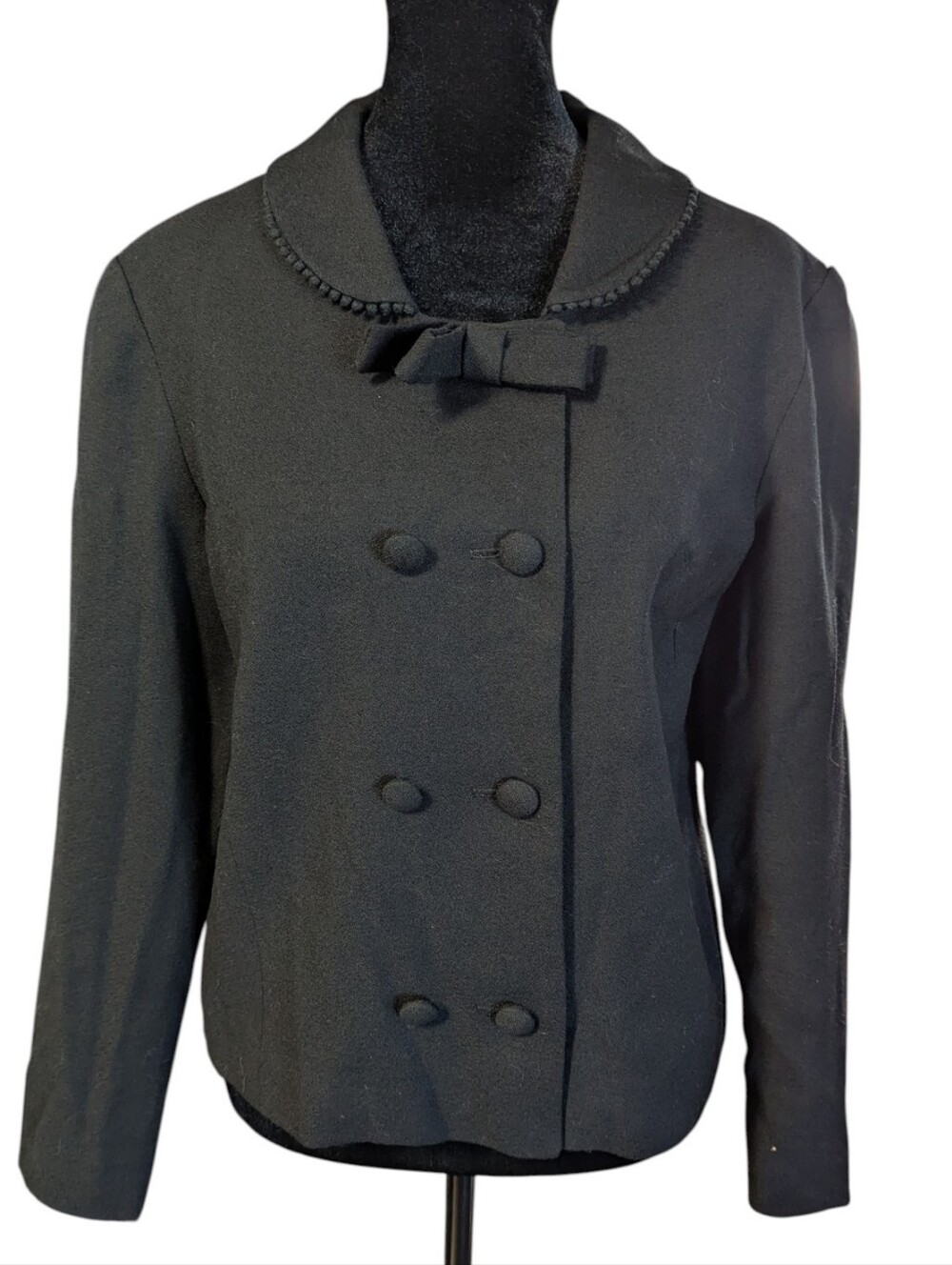 Vintage 1970s Tanjay Blazer Jacket Wool Black